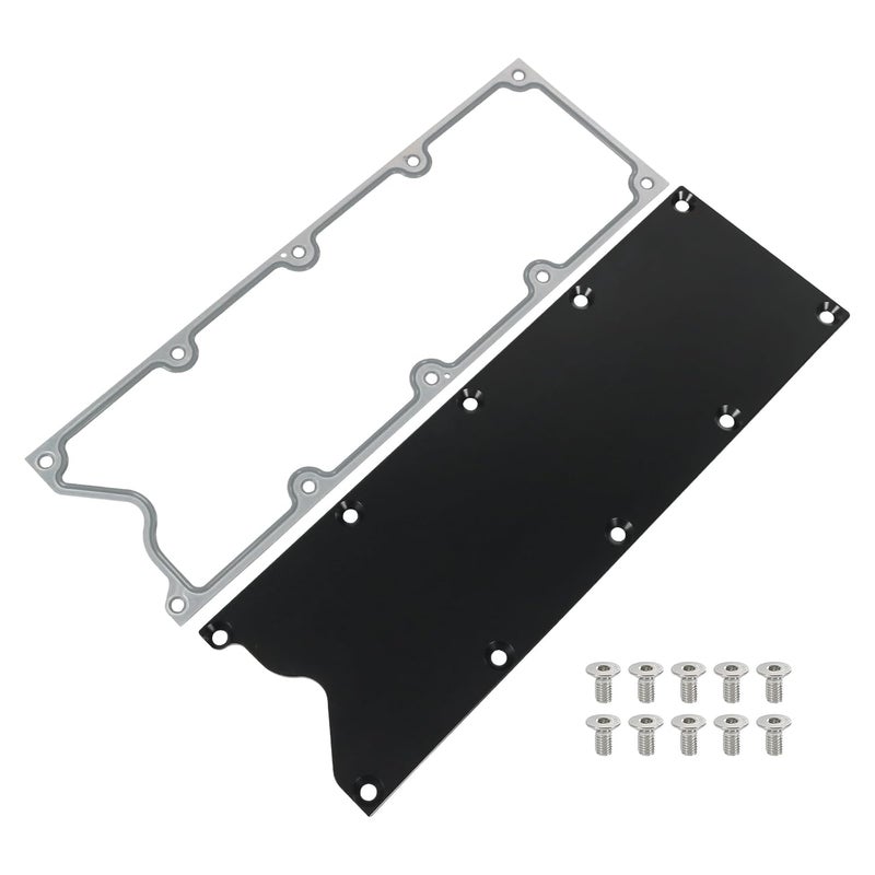 RALZAOTO LS Gen 3 Valley Pan Cover Plate Low Profile with Gasket and Seals Compatible with LSX LS1 LM7 LR4 LQ4 LS6 L59 LQ9 LM4 L33 (Black) - Image 1